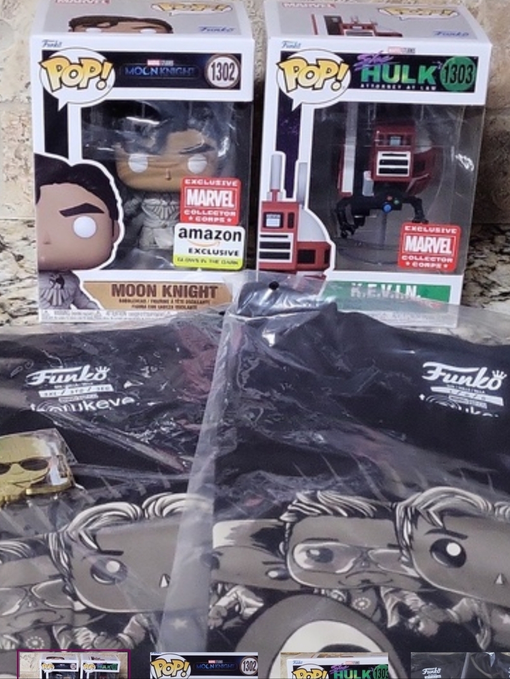 Funko Pop Marvel Bobbleheads with Shirts Bundle